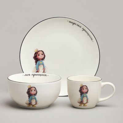 НАБОР ПОСУДЫ LEFARD ПРИНЦЕССА, 3 ПР.: САЛАТНИК 470МЛ, ТАРЕЛКА 20СМ, КРУЖКА 220МЛ-0