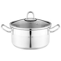 КАСТРЮЛЯ AGNESS 20X10 СМ  2,8 Л ВЫСОКОКАЧЕСТВЕННАЯ НЕРЖ СТАЛЬ 18/10 СО СТЕКЛ.КРЫШКОЙ