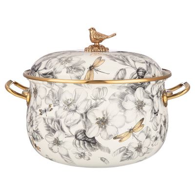 КАСТРЮЛЯ ЭМАЛИРОВАННАЯ AGNESS С КРЫШКОЙ, СЕРИЯ ЯБЛОНЕВЫЙ САД 4,8Л, ДИА.22СМ ПОДХОДИТ ДЛЯ ИНДУК.ПЛ-0