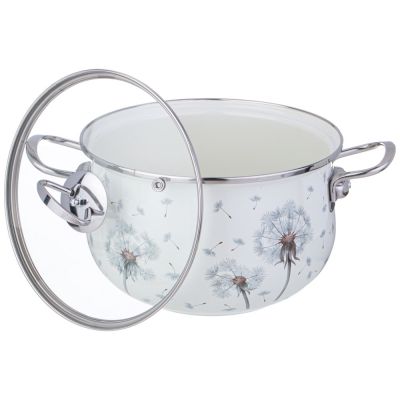 КАСТРЮЛЯ AGNESS ЭМАЛИРОВАННАЯ СО СТЕКЛЯННОЙ КРЫШКОЙ СЕРИЯ 