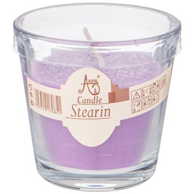 СВЕЧА АРОМАТИЧЕСКАЯ СТЕАРИНОВАЯ В СТАКАНЕ LAVENDER ДИАМЕТР 7,5 СМ ВЫСОТА 7,5-1