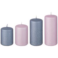 НАБОР СВЕЧЕЙ ADPAL VELVET ИЗ 4 ШТ 7/8/10/12*5 СМ СЕРЫЙ И РОЗОВЫЙ