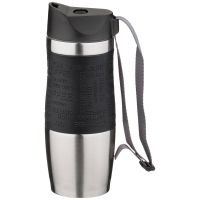 ТЕРМОКРУЖКА AGNESS 360 МЛ С КНОПКОЙ-СТОППЕРОМ, ЦВЕТ: ЧЕРНЫЙ(КОР=30ШТ.)