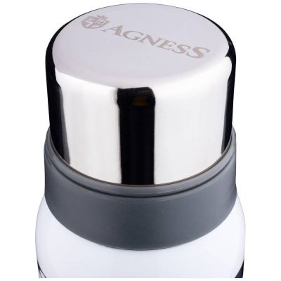 ТЕРМОС AGNESS С УЗКИМ ГОРЛОМ И 2-МЯ КРЫШКАМИ-ЧАШКАМИ, 1000МЛ, КОЛБА НЖС (КОР=12ШТ.)-3