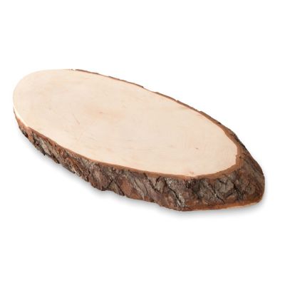 Oval wooden board with bark-0