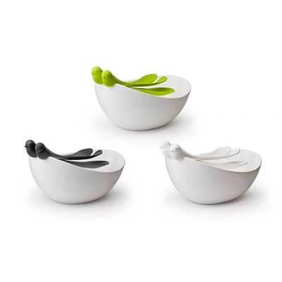 САЛАТНИЦА С ЛОЖКАМИ SPARROW, белая-2