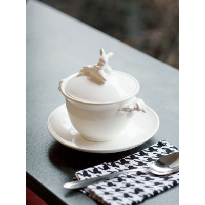 Бульонница &quot;Кролик - Везунчик&quot; с тарелкой, 425 мл, Белый-1