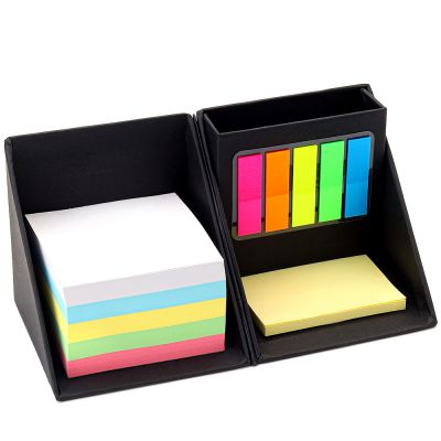 Настольный органайзер с бумажными стикерами Nivora, черный-0