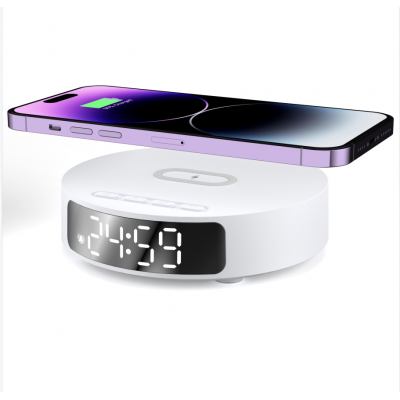 Часы с беспроводной зарядкой Dovel, белый-0