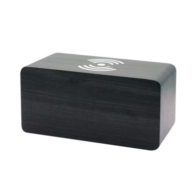 Многофункциональные часы - погодная станция с беспроводной зарядкой, черный-1