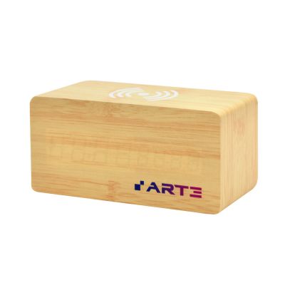 Многофункциональные часы - погодная станция с беспроводной зарядкой, бежевые-2