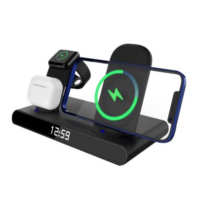 Часы электронные Abbatt мультифункциональные с беспроводной зарядкой, черный-0