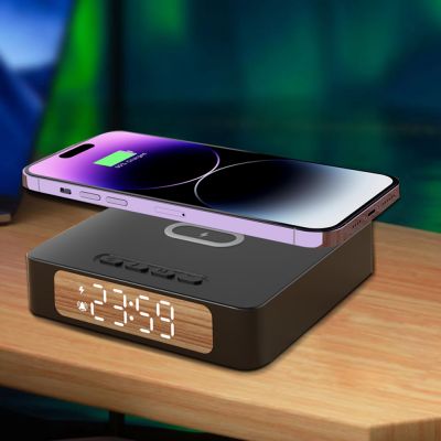 Часы с беспроводной зарядкой Raven, черный-1