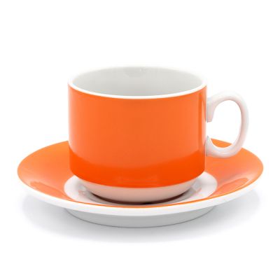 Чайная пара фарфоровая 220см³ экспресс Sunrise (7С1669Ф34), оранжевый, в коробке-0