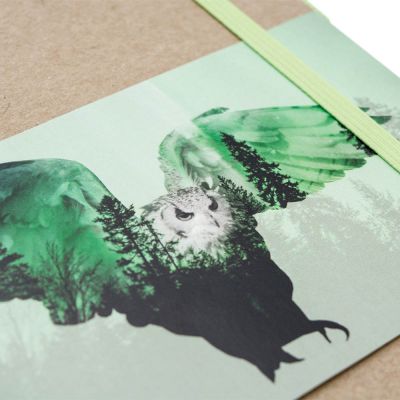 Скетчбук (Сова), 13х21 см, блок 96 стр. без печати. тонир. Бумага на обложку - крафт R1-88804KS-1