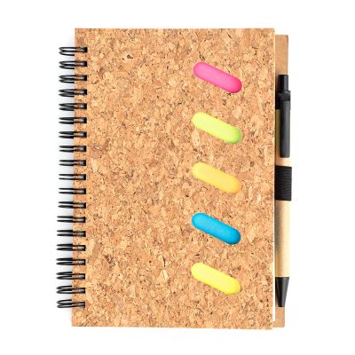 Блокнот "Гарольд" со стикерами и шариковой ручкой, черный-1