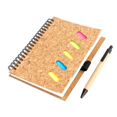 Блокнот "Гарольд" со стикерами и шариковой ручкой, черный-3