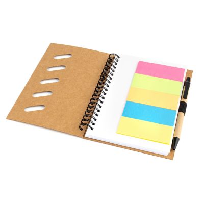 Блокнот "Гарольд" со стикерами и шариковой ручкой, черный-4