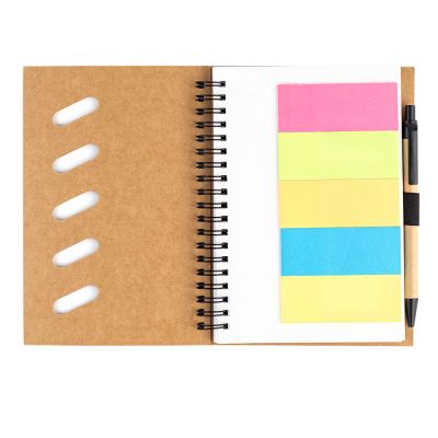 Блокнот "Гарольд" со стикерами и шариковой ручкой, черный-5