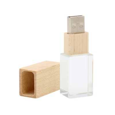 Флешка Кристал Bamboo 16 Гб в футляре, светло-коричневый-1