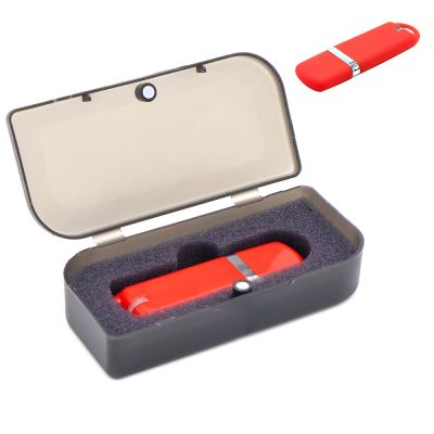 Флешка Shape с покрытием Софт Тач в футляре, красный-0