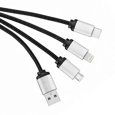 Кабель - брелок Plug с подсветкой гравировки, черный-3