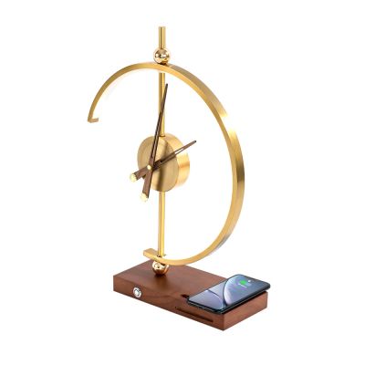 Светодиодный светильник с беспроводной зарядкой и часами Nikka-0