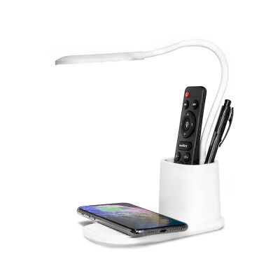 Настольная лампа с беспроводной зарядкой Tenza, белая-0
