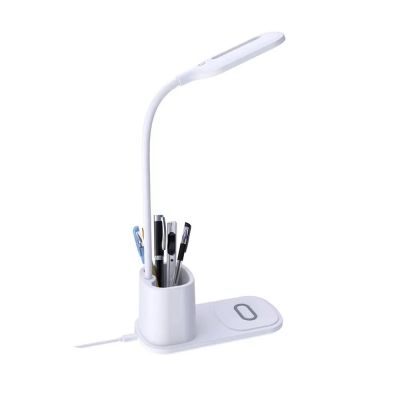 Настольная лампа с беспроводной зарядкой Tenza, белая-1