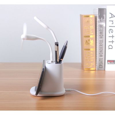 Настольный органайзер Limerick c беспроводной зарядкой, вентилятором и лампой-2