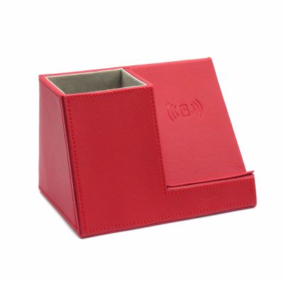 Настольный органайзер Ron c беспроводной зарядкой, красный-1