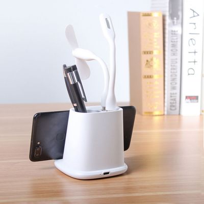 Настольный органайзер Limerick c беспроводной зарядкой, вентилятором и лампой-3