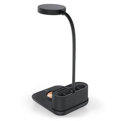 Настольный органайзер Crolly c беспроводной зарядкой 15W и лампой, черный-6