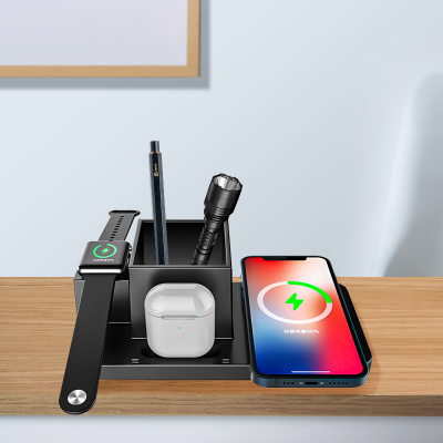 Настольный органайзер Medow c беспроводной зарядкой 15W, черный-3