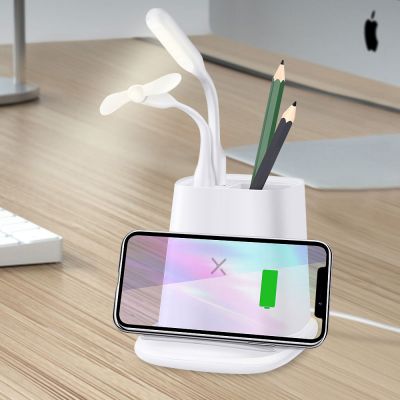 Настольный органайзер Limerick c беспроводной зарядкой, вентилятором и лампой-1