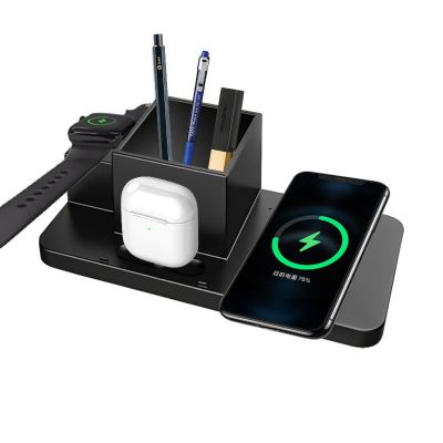 Настольный органайзер Medow c беспроводной зарядкой 15W, черный-0