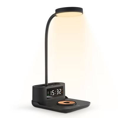 Настольный органайзер Crolly c беспроводной зарядкой 15W и лампой, черный-7