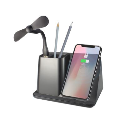 Настольный органайзер Mercury c беспроводной зарядкой и вентилятором-1