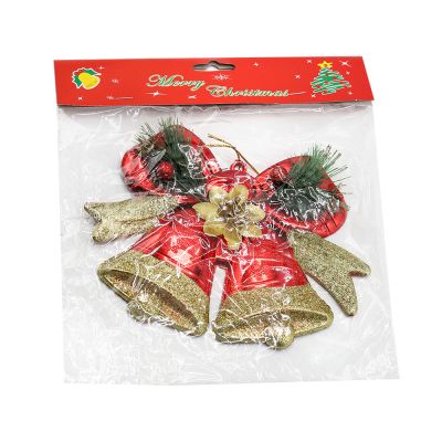 Пластиковое украшение - колокольчики красно-золотистые-1