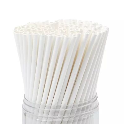 Белая бумажная трубочка , размер 197*6 мм, белая (100 шт в бумажной упаковке)-2