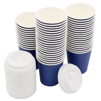 Набор бумажных стаканов с крышкой 8 унций (240 мл), 50 шт-1