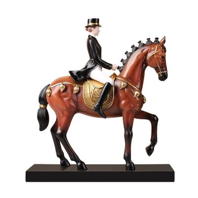 Статуэтка "Наездница и лошадь", цвет коричневый-0