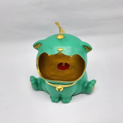 Статуэтка хранитель Кот большой, изумруд-0