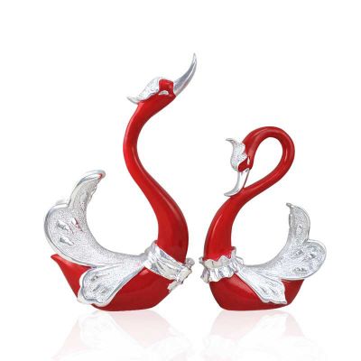 Набор статуэток "Влюбленные лебеди", красные-1