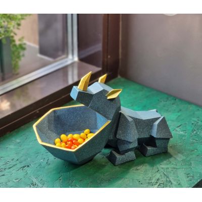 Статуэтка хранитель Носорог, аквамарин-1