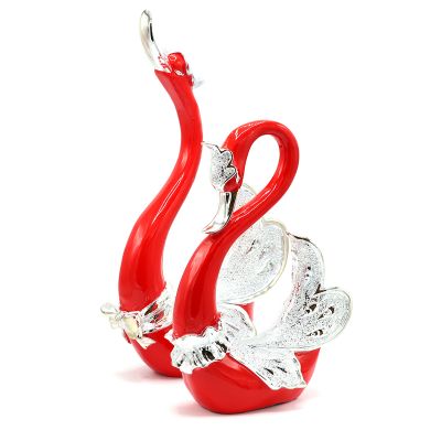 Набор статуэток "Влюбленные лебеди", красные-0