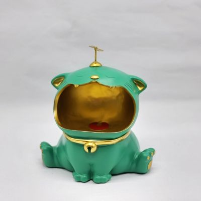 Статуэтка хранитель Кот большой, изумруд-1