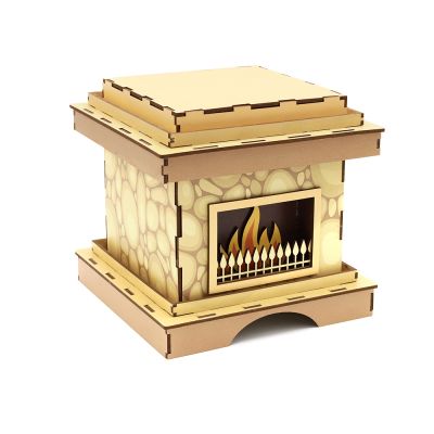 Камин малый - упаковка новогодняя из дерева-0