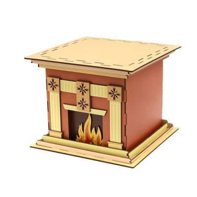 Камин большой - упаковка новогодняя из дерева-0