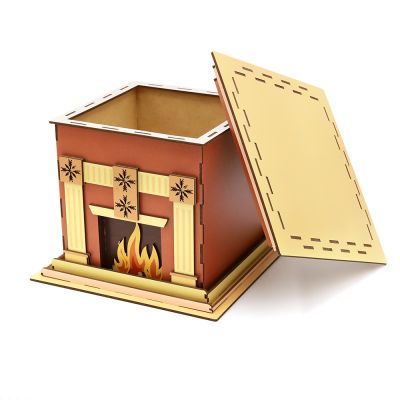 Камин большой - упаковка новогодняя из дерева-2